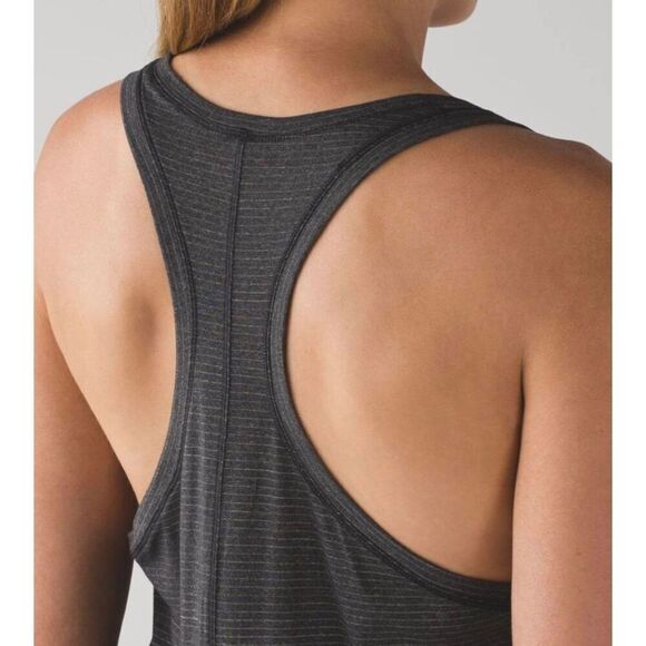 LULULEMON ATHLETICA Tie It Up Singlet In Heathered Black Size 6 - Picture 4 of 7
